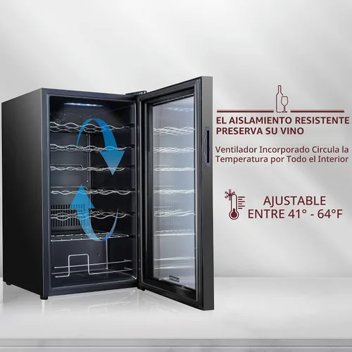 Vista 3 de Schmecke - Refrigerador de vino con compresor de 34 botellas con cerradura Gran bodega independiente Refrigerador de vino digital 41f-64f
