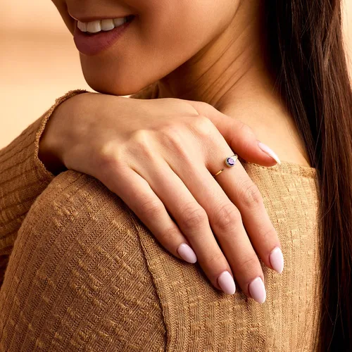 Vista 5 de RS Pure by Ross-Simons - Anillo de amatista de 0.20 quilates en oro amarillo de 14 quilates