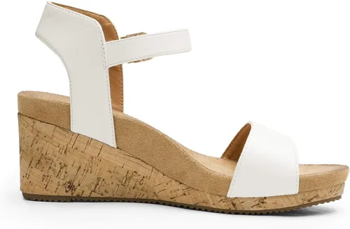 Vista 2 de DREAM PAIRS Sandalias de cuña con plataforma y hebilla de punta abierta para mujer