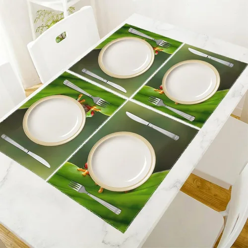 Vista 5 de Frog Red Eyed Tree Frog Placemats Set of 6 Resistant Table Mats Washable Place Mats for Dinner Party Table Decoration