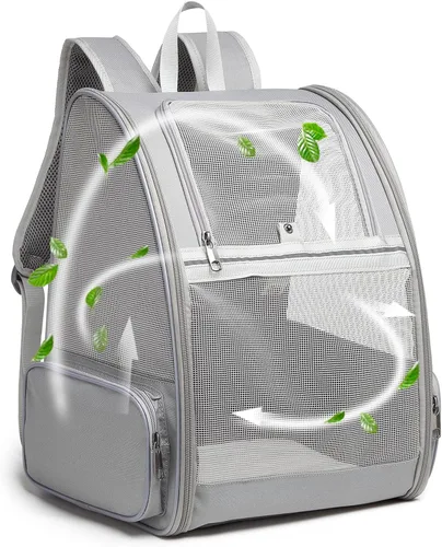 Vista 14 de Texsens - Mochila para transporte de mascotas, con un innovador sistema de burbuja, ideal como transportín para gatos y perros (negro)