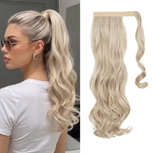 Vista 49 de CJL HAIR 14" Extensión de cola de caballo corta con cabello rizado y ondulado, clip en la cola de caballo, extensión de pelo sintético falso