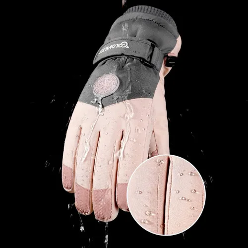 Vista 4 de ZJRXM Guantes de esquí impermeables para pantalla táctil guantes de nieve para hombres y mujeres antideslizantes guantes de invierno cálidos