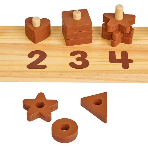 Vista 5 de Excellerations Contador de números de forma de madera - Natural