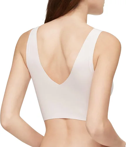 Vista 3 de Calvin Klein Brasier tipo bralette con cuello en V y sin costuras invisibles para mujer, Negro