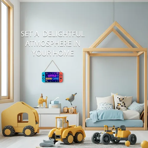 Vista 3 de Letrero de cueva de hombre pequeño para niños, consola de juegos, decoración de habitación de niños, astronauta espacial, decoración de pared