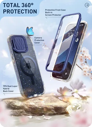 Vista 3 de i-Blason Cosmo - Funda magnética para iPhone 15 Pro Max MagSafe con soporte para funda para cámara, estilo delgado, funda de cuerpo completo