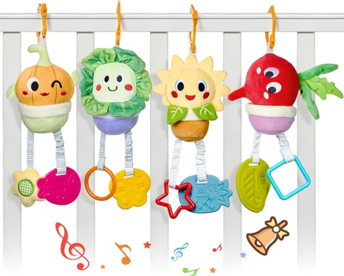Vista 8 de TUMAMA 4 Pcs Potted Vegetable Hanging Car Seat Toys for Baby 0 3 6 9 Months