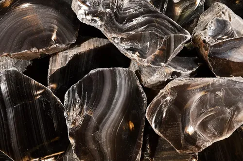 Vista 2 de Obsidiana de rayas grises de 5 pulgadas, 1-2 libras de Davis Creek Root Chakra Curación Crystal Rock Mineral Specimen Stones Reiki Ideal for
