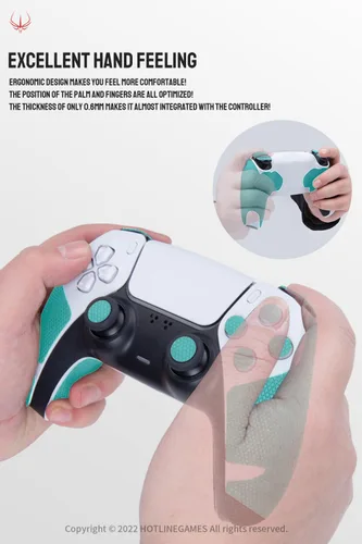 Vista 5 de HOTLINEGAMES HyperFit Anti-Skid Controller Grip Tape Compatible with PS5 Controller Textured Soft Skin Kit Compatible with PlayStation 5