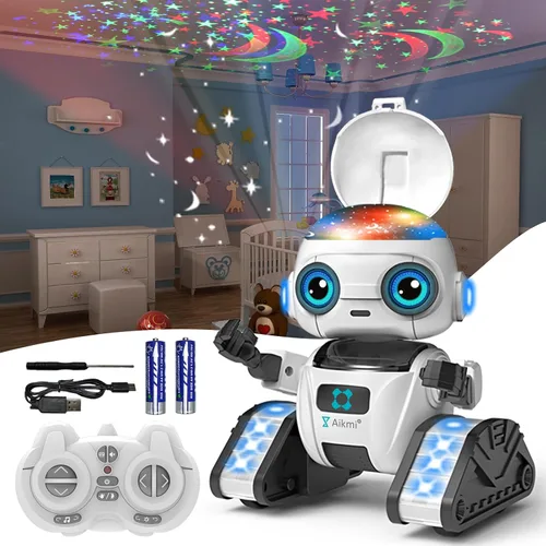 Vista 7 de Aikmi Robot Toys para niños de 4 a 12 años, robot RC con proyector de luz nocturna, gesto