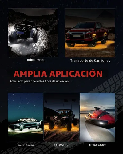 Vista 9 de LASFIT Luces de roca Switchback ámbar y blancas con interruptor de palanca, luces LED para pozo de rueda, kit de iluminación de neón