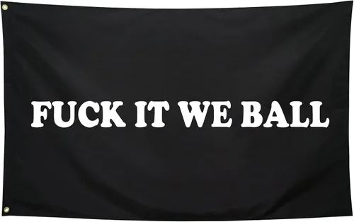 Vista 8 de Bandera "Fuck It We Ball" Negra Banderas Divertidas y Geniales para Dormitorio Universitario Chicos Chicas Pared Banderas de Meme Estandarte 3x5