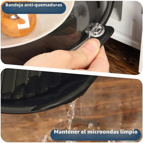 Vista 5 de Tapa Protectora contra Salpicaduras para Microondas de 10.2 Pulgadas con Vaporizador de Agua, Protector Transparente contra Salpicaduras de Negro