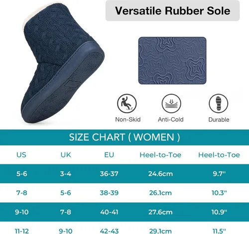 Vista 6 de HomeTop Pantuflas tipo botín de punto para mujer, mullidas y cálidas, de espuma viscoelástica, para interiores