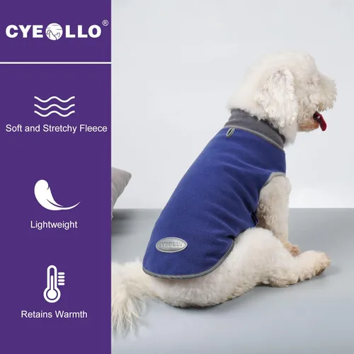 Vista 3 de cyeollo Paquete de 2 suéteres de forro polar reflectante para perros, elástico, chaleco cálido para perros, ropa de invierno para cachorros