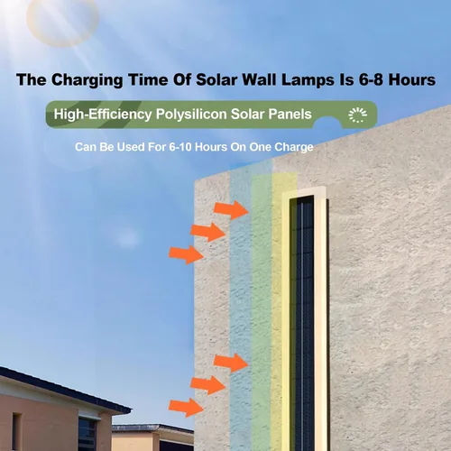Vista 4 de Luces de pared solares al aire libre impermeables, lámpara de pared LED de montaje de 10W con pantalla de acrílico de 60 cm de largo, lámparas