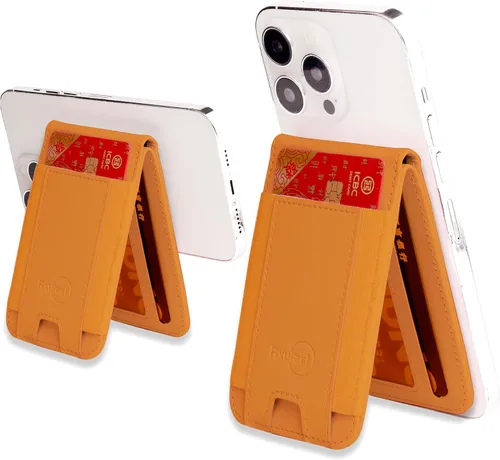 Vista 19 de Cartera magnética elástica para iPhone de cuero magnético con soporte ajustable [capacidad para 9 tarjetas] teléfono para Apple 12 13 14 15 negro 1