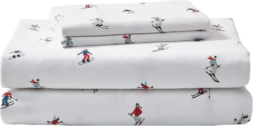 Vista 26 de Eddie Bauer - Sábanas individuales, juego de ropa de cama de franela de algodón, cepillada para mayor suavidad, decoración acogedora para el hogar