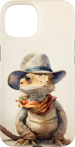Vista 6 de iPhone 16 Lindo dragón barbudo Beardie con un estuche de sombrero de vaquero
