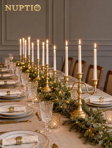 Vista 8 de NUPTIO Candelabros Gold Candelabros: Candelabro de latón con 3 brazos Juego de 2 velas cónicas para decoración de Navidad, chimenea, centros de mesa