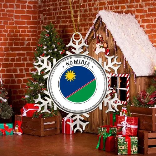 Vista 5 de Adorno de bandera de Namibia para decoración del árbol de Navidad, bandera nacional, silueta de Namibia, decoración del árbol de Navidad, regalo