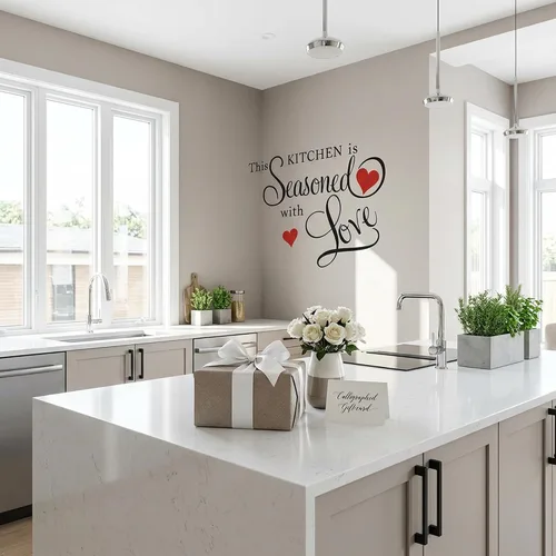 Vista 6 de Calcomanía de pared con cita This Kitchen is SEASONED WITH LOVE