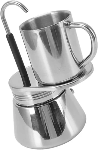 Vista 9 de Tissting Estufa de boquilla individual Moka Pot de acero inoxidable, cafetera de espresso, mini estufa de café expreso tipo italiano, cafetera