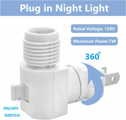 Vista 3 de Módulo de luz nocturna enchufable con interruptor de encendido/apagado, luz de pared giratoria de 360° con anillo de fijación de pantalla G9