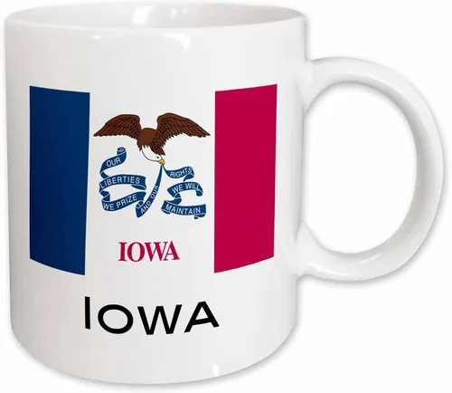 Vista 10 de 3dRose Taza de dos tonos con la bandera del estado de Iowa, 11 onzas, negro/blanco