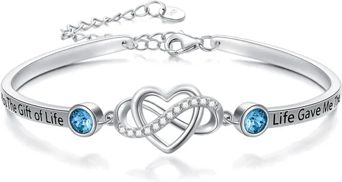 Vista 7 de AOBOCO Pulsera de corazón infinito ajustable de plata de ley 925 para hermana, mejor amiga, hija, mamá, abuela, nieta, nuera, madrina, ahijada