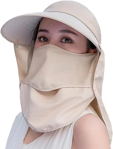 Vista 5 de Moda al aire libre UPF 50+ protección solar UV impermeable de secado rápido transpirable cara cuello solapa cubierta plegable sombrero de sol