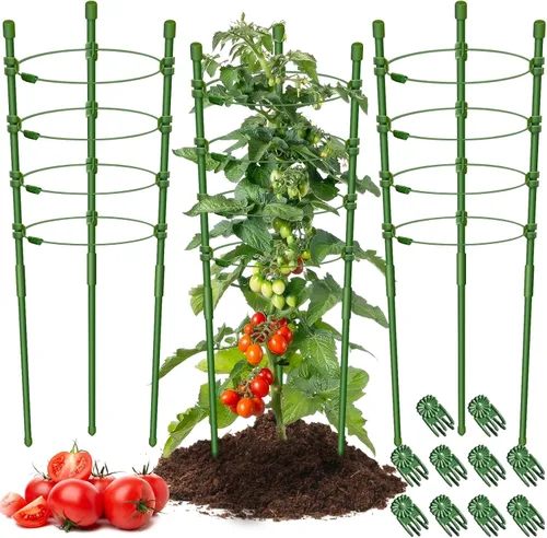 Vista 8 de Legigo Paquete de 3 jaulas de soporte para plantas, jaulas de tomate para jardín, estacas ajustables de 18 pulgadas para plantas enrejadas, anillos