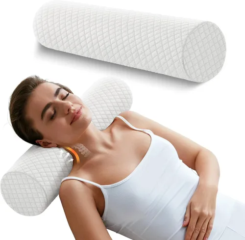 Vista 15 de Almohada redonda de espuma viscoelástica de 5 pulgadas, almohada cervical Velvet Dots Azul