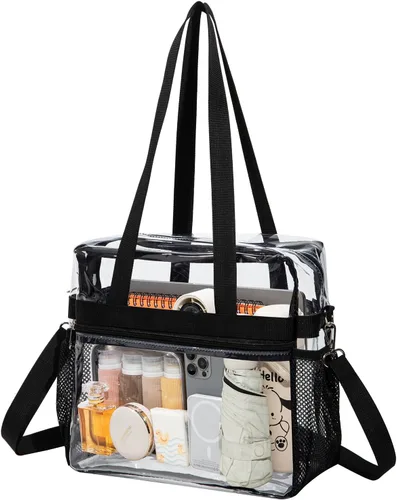 Vista 10 de Bolsa transparente de PVC transparente - Bolso cruzado transparente impermeable con correa ajustable y extraíble