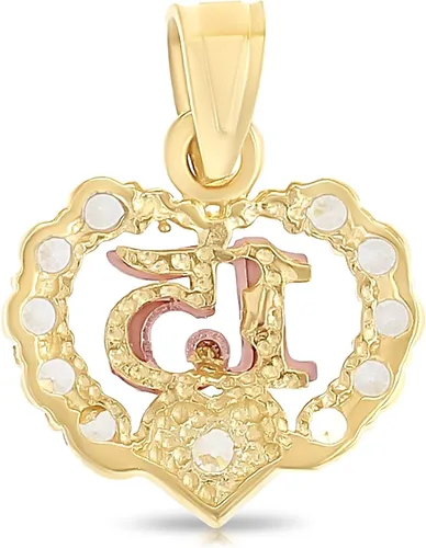 Vista 4 de 14K dos tonos oro dulce 15 años Quinceañera corazón cúbico zirconia CZ colgante con 0.059in collar de cadena Valentino