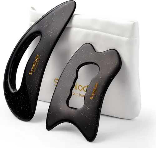 Vista 25 de Scienlodic Gua Sha - Herramienta de masaje con mango (resina), herramienta de raspado Guasha más grande para masaje de espalda, cuello, cara