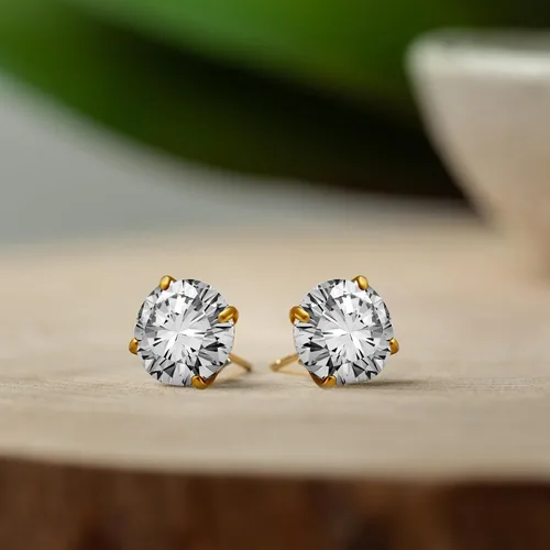 Vista 4 de Aretes con pasador de oro de 10 quilates con circonio Swarovski (1 ct), oro amarillo, Amarillo, 6456910YZZSTD