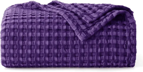 Vista 18 de Bedsure - Manta XL de punto gofre de algodón refrescante - Manta ligera y transpirable de rayón derivado de bambú para personas que se acaloran al