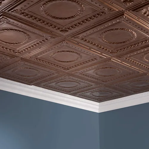 Vista 2 de FASÄDE Rosette - Panel de techo decorativo de vinilo adhesivo de 2 x 4 pies en bronce antiguo (paquete de 5)