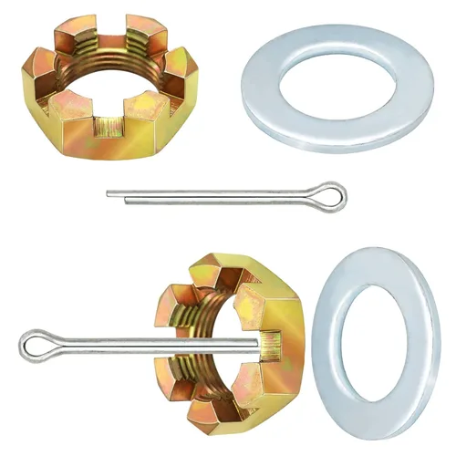 Vista 5 de Kit de 2 tuercas de remolque para eje de 1 pulgada, incluye tuercas de eje de 1 pulgada, arandelas de husillo de 1 pulgada y pasadores de chaveta