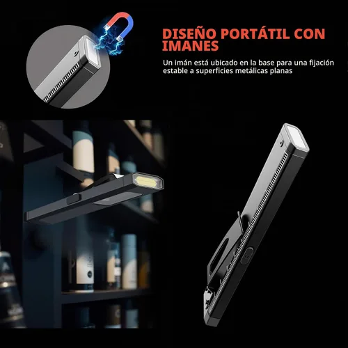 Vista 4 de Linterna de bolsillo, linternas EDC compactas multimodos, USB-C recargable, IPX4, material doble con base magnética, clip para sombrero y ropa