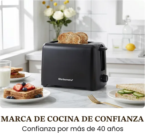 Vista 3 de Elite Gourmet ECT1027B - Tostadora Cool Touch con 6 ajustes de temperatura y ranuras extra anchas de 1.25 pulgadas para bagels, gofres, panes