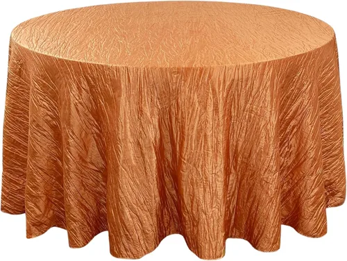 Vista 22 de YOUR CHAIR COVERS - Mantel redondo de 90 pulgadas con arrugas color rubor de tafetán – Elegante mantel brillante para bodas, fiestas y eventos