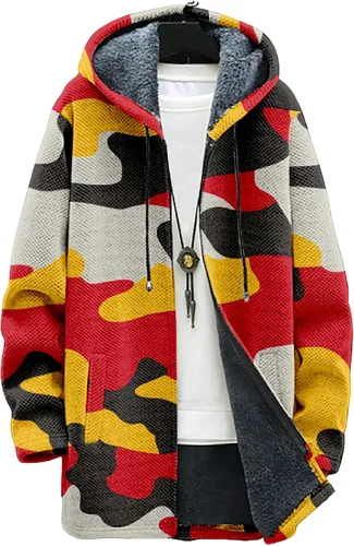 Vista 7 de BIVENANT Sudaderas con capucha con cremallera para hombre, cárdigan con capucha a rayas, sudaderas con capucha de camuflaje, abrigos de moda
