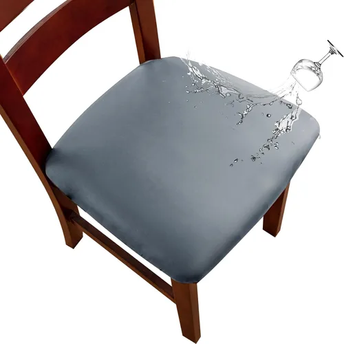 Vista 21 de Genina Juego de 6 fundas de asiento impermeables de piel sintética para sillas de comedor, fundas de asiento de silla, fundas de asiento elásticas