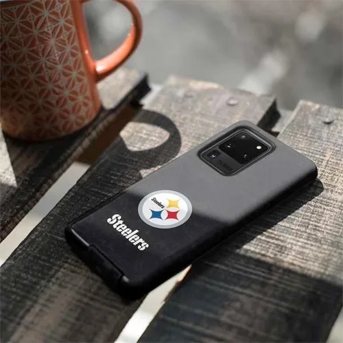 Vista 4 de Skinit Pro Phone Case Compatible with Galaxy S20 Ultra 5G - Officially Licensed NFL Pittsburgh Steelers Distressed Design