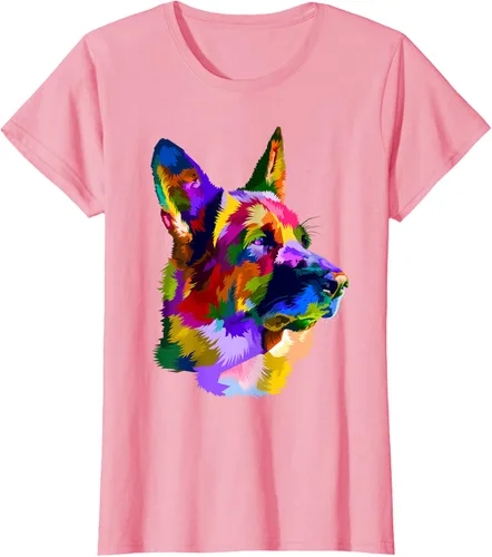 Vista 11 de Camiseta con retrato de pastor alemán para dueños de perros, Negro, S