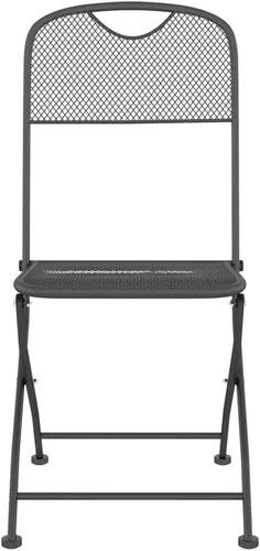 Vista 5 de vidaXL Sillas plegables de malla metálica expandida para patio, color antracita, muebles de estilo industrial para exteriores para patio, jardín
