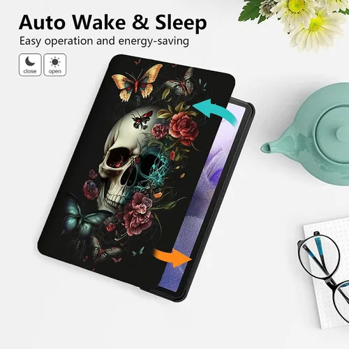 Vista 110 de Funda para tablet Fire 7 (12ª generación, versión 2022), delgada, a prueba de golpes, delgada, de piel sintética, con función de apagado/encendido